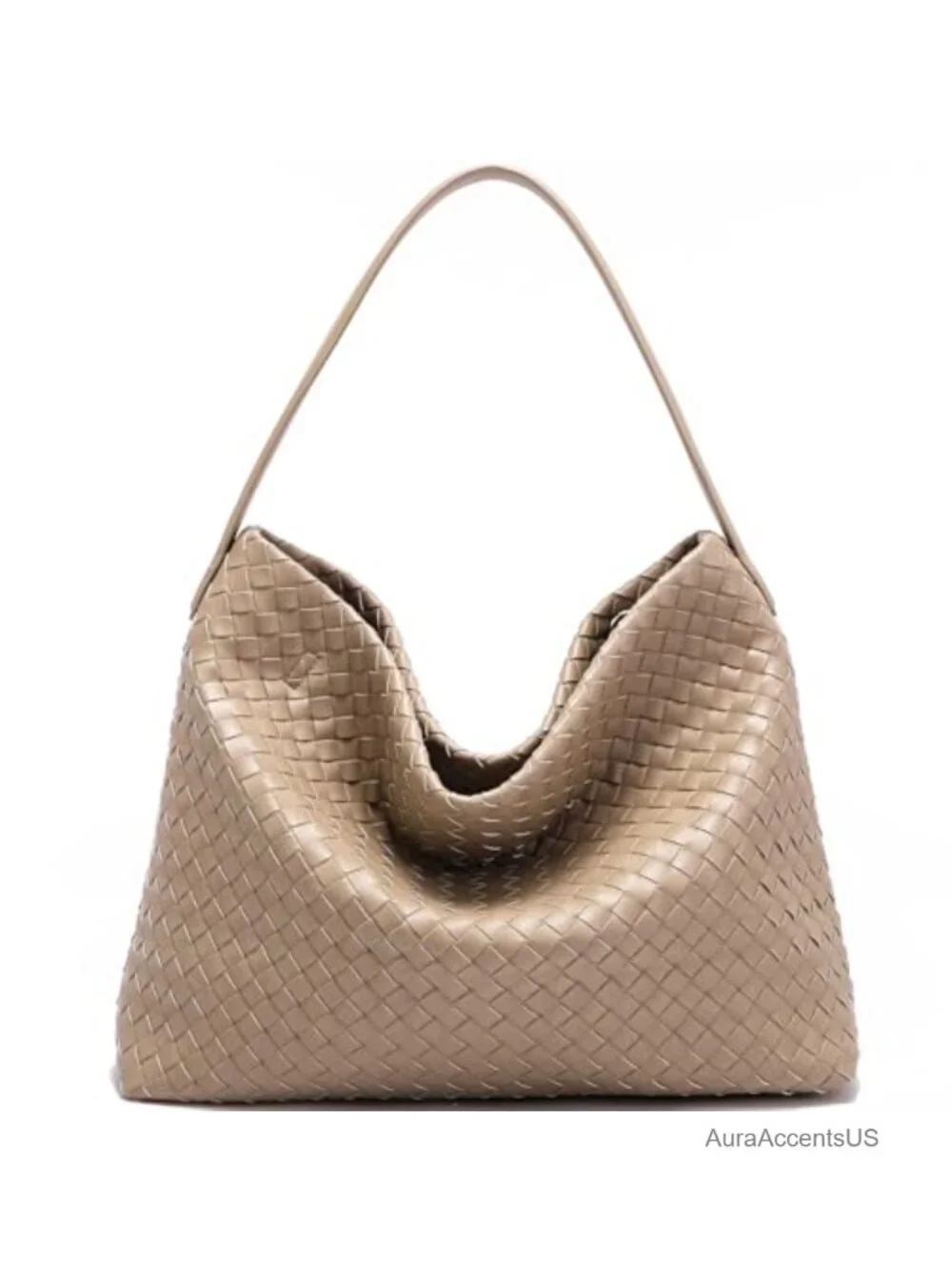 Handwoven Vegan Leather Tote Bag with Adjustable Strap for Travel